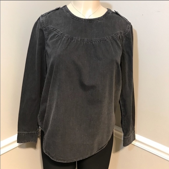 MADEWELL Black Denim Popover Top Size M - Picture 2 of 5